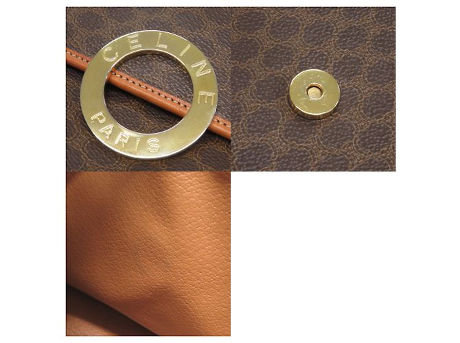 16 Céline Celine Vintage Circle Logo Macadam Schultertasche aus Leder Braun - Ansicht 10