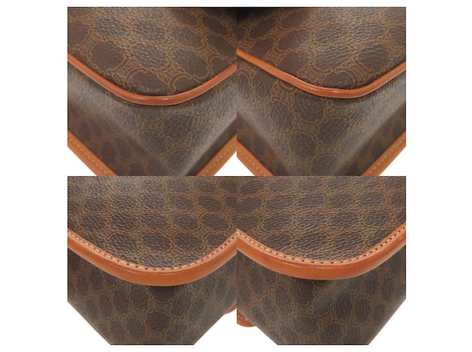 16 Céline Celine Vintage Circle Logo Macadam Schultertasche aus Leder Braun - Ansicht 4