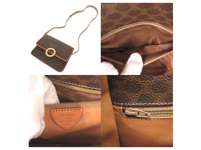 16 Céline Celine Vintage Circle Logo Macadam Schultertasche aus Leder Braun - Ansicht 6