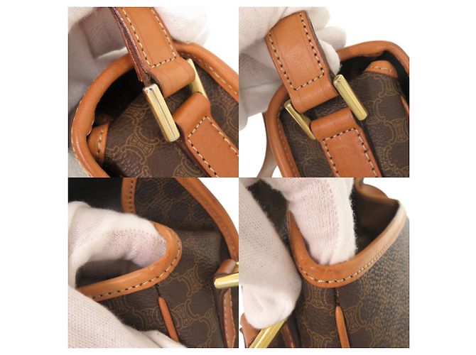 16 Céline Celine Vintage Circle Logo Macadam Schultertasche aus Leder Braun - Ansicht 8