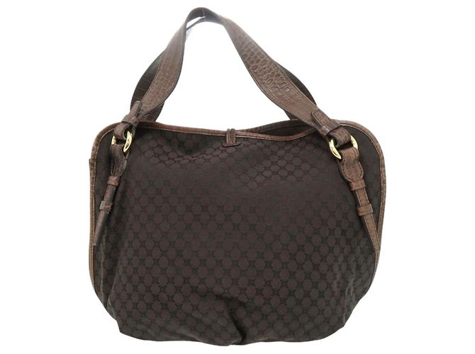 Céline Bolsa Celine Macadam Canvas em couro gofrado Marrom - vista 2