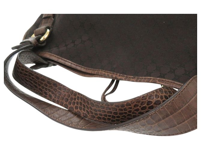 Céline Bolsa Celine Macadam Canvas em couro gofrado Marrom - vista 4