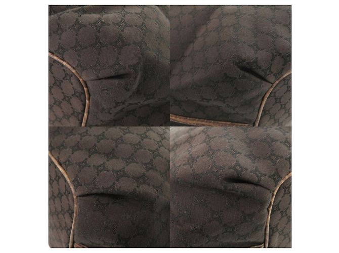 Céline Bolsa Celine Macadam Canvas em couro gofrado Marrom - vista 6