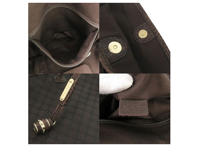Céline Bolsa Celine Macadam Canvas em couro gofrado Marrom - vista 7