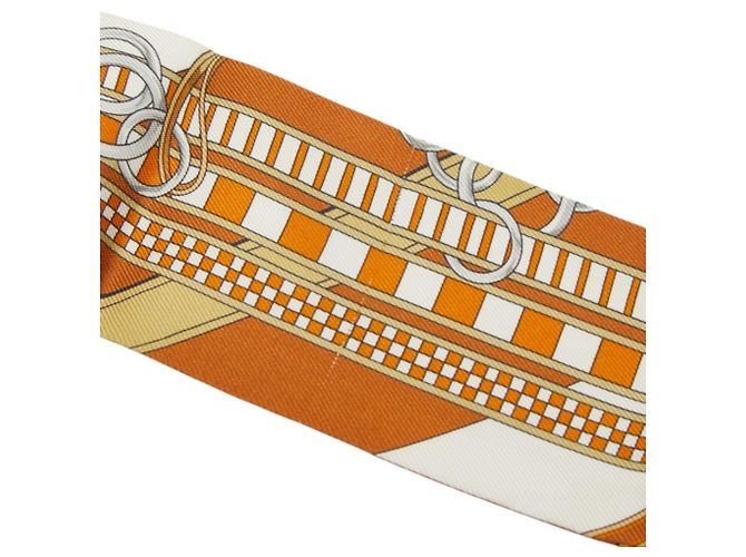 Hermès Foulard Hermes Twilly BRIDES ET GRIS Multicolore Beige - vista 3