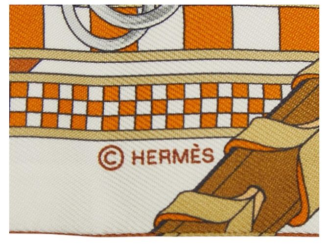 Hermès Foulard Hermes Twilly BRIDES ET GRIS Multicolore Beige - vista 5