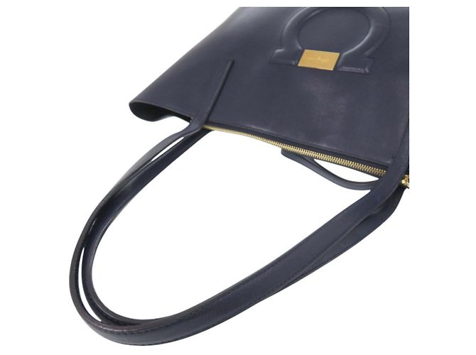 Salvatore Ferragamo Gancini Leder Tote Bag Navy Marineblau - Ansicht 5