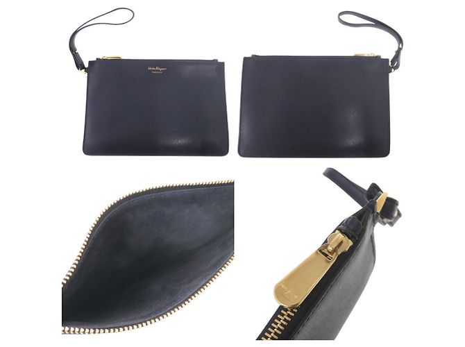 Salvatore Ferragamo Gancini Leder Tote Bag Navy Marineblau - Ansicht 9
