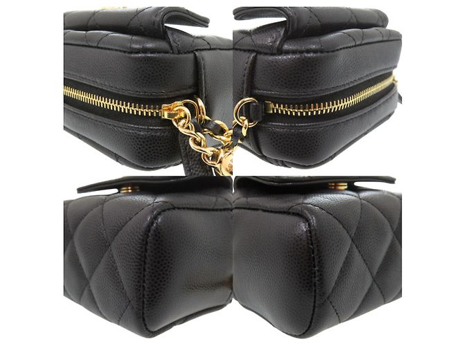 Timeless Chanel Coco Mark Matelassé Mini Schultertasche mit Fransen und Kette Schwarz - Ansicht 5