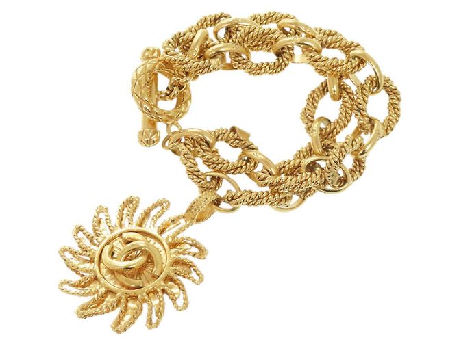 Pulseira Chanel Coco Mark motivo sol banhada a ouro Dourado - vista 2