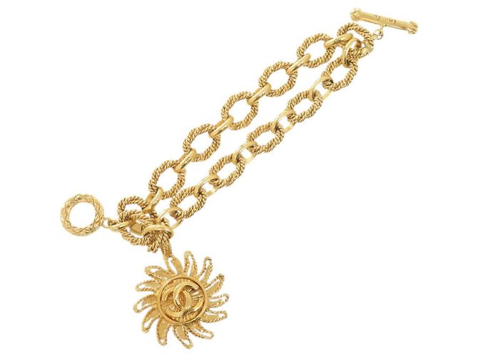 Pulseira Chanel Coco Mark motivo sol banhada a ouro Dourado - vista 3