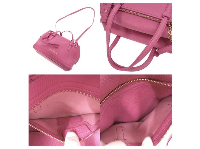 Borsa in pelle rosa Salvatore Ferragamo Gancini - vista 7