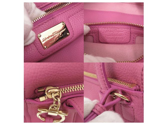 Borsa in pelle rosa Salvatore Ferragamo Gancini - vista 8