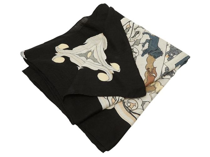 Hermès Hermes Carre Géant 135 ANIMAUX SOLAIRES Large Stole Negro Multicolor - vista 2