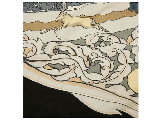 Hermès Hermes Carre Géant 135 ANIMAUX SOLAIRES Large Stole Negro Multicolor - vista 4