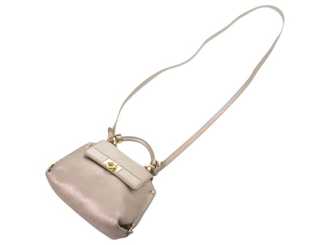 Bolso Salvatore Ferragamo Gancini Mini Sofia Beige - vista 5