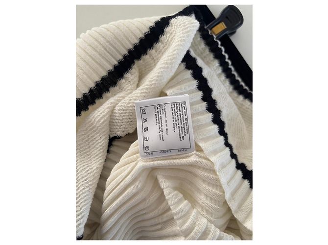 Saia plissada em algodão Chanel Preto Branco - vista 10