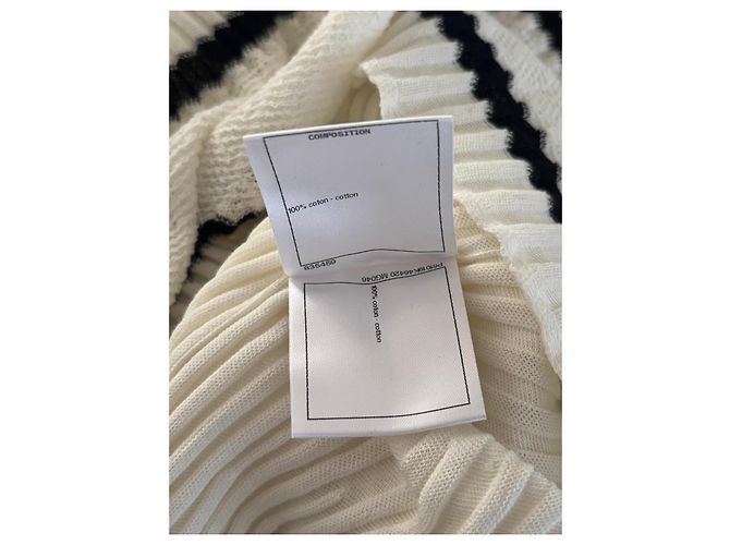 Saia plissada em algodão Chanel Preto Branco - vista 11