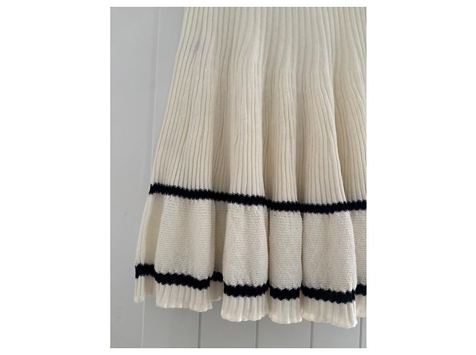 Saia plissada em algodão Chanel Preto Branco - vista 3