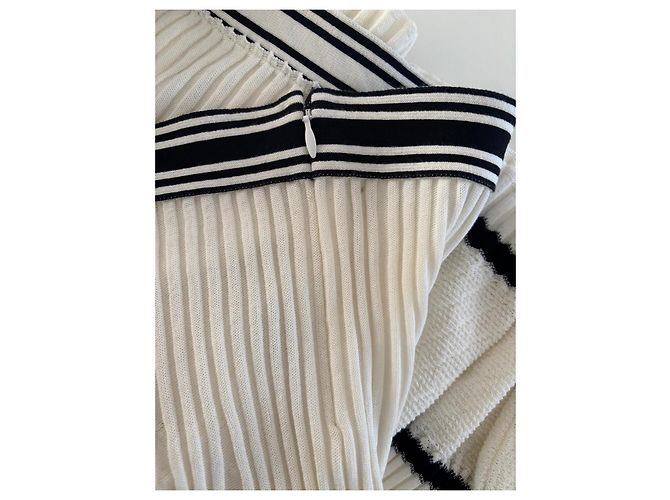 Saia plissada em algodão Chanel Preto Branco - vista 8