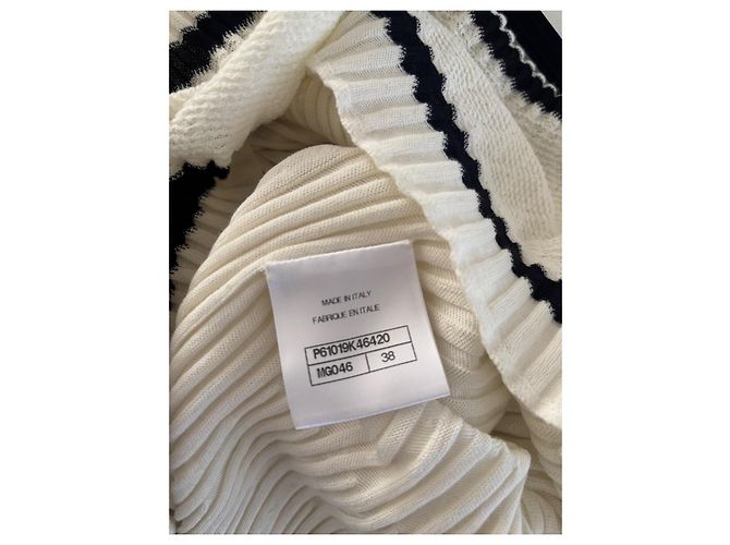 Saia plissada em algodão Chanel Preto Branco - vista 9