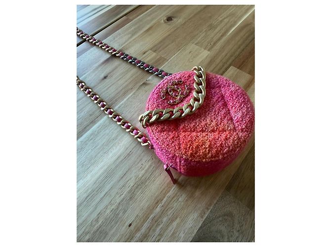 Borsa rotonda Chanel in tweed rosa e arancione Multicolore - vista 4