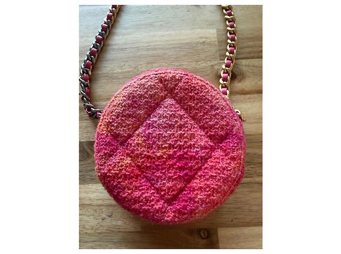 Borsa rotonda Chanel in tweed rosa e arancione Multicolore - vista 5