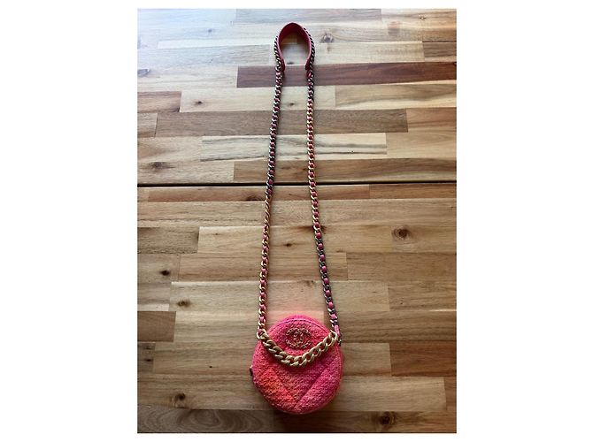 Borsa rotonda Chanel in tweed rosa e arancione Multicolore - vista 7