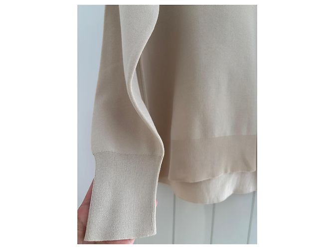 Autre Marque Beiger Carven-Pullover aus Baumwolle und Nylon mit Blumenstickereien - Ansicht 4