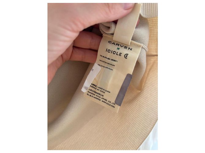 Autre Marque Beiger Carven-Pullover aus Baumwolle und Nylon mit Blumenstickereien - Ansicht 5