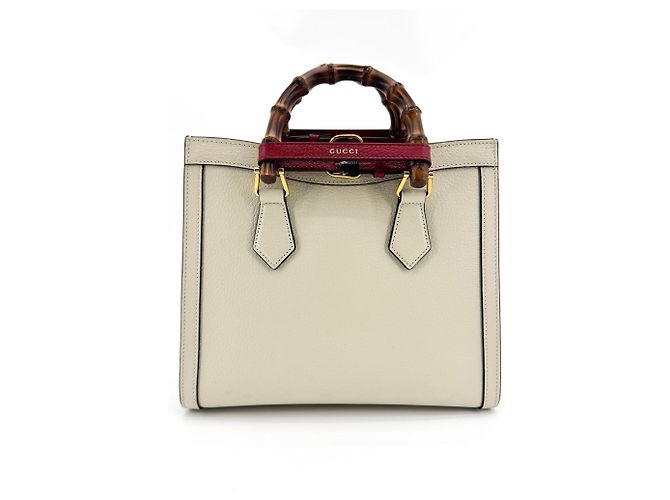 Gucci Diana NM Bamboo Handle Leather Small Blanco - vista 2