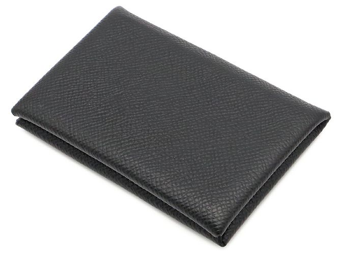 Hermès Porte-cartes Hermes en cuir noir - vue 3