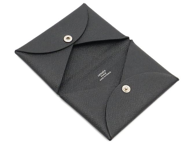 Hermès Porte-cartes Hermes en cuir noir - vue 5