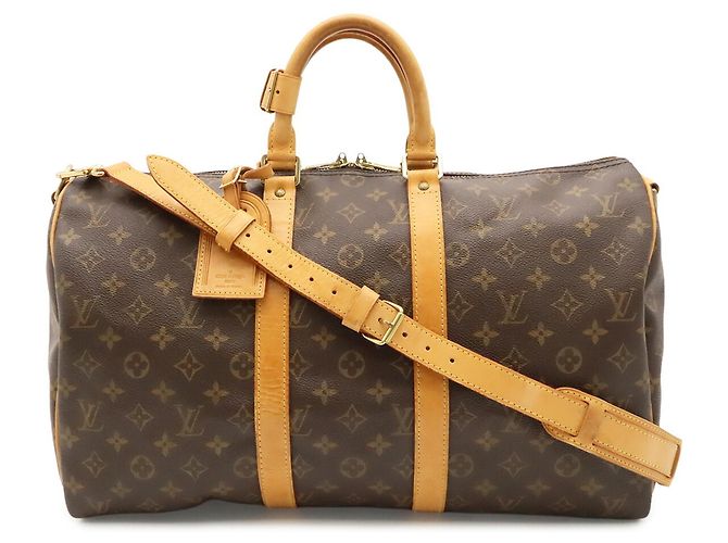 Sac Boston Louis Vuitton Monogram Keepall Bandoulière 45 Marron - vue 2