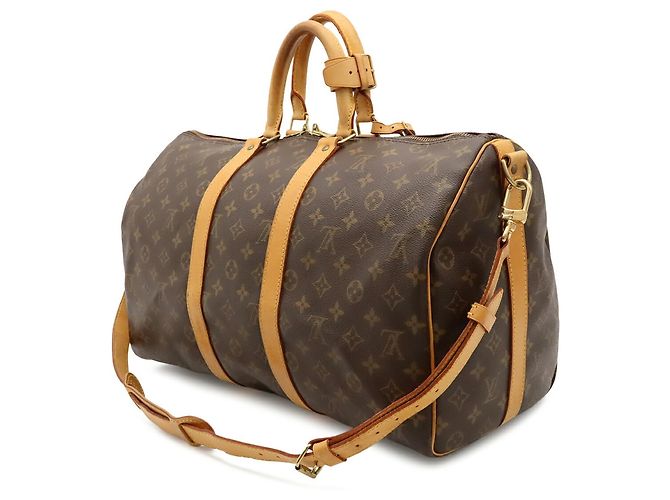 Sac Boston Louis Vuitton Monogram Keepall Bandoulière 45 Marron - vue 3