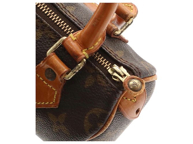 Sac à main Louis Vuitton Monogram Mini Speedy Marron - vue 7