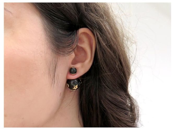 Autre Marque NEUE DIOR TRIBALES KERAMIK MARMOR OHRRINGE Schwarz - Ansicht 13
