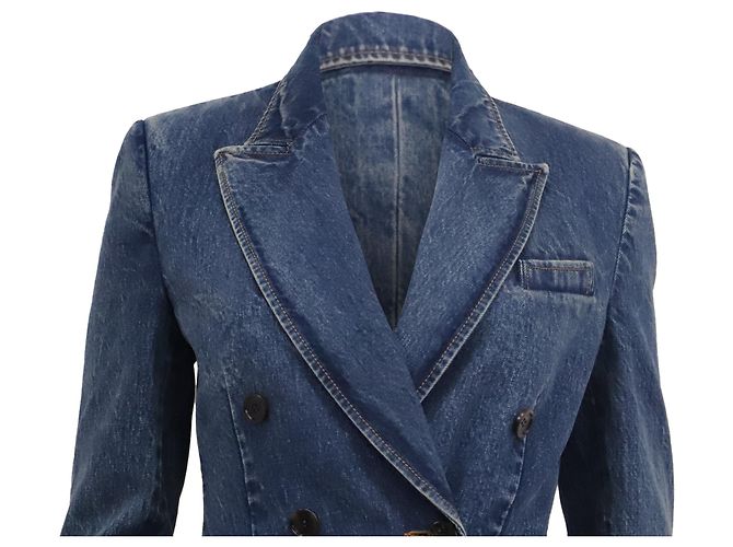 Blazer de denim cruzado Gucci en algodón azul - vista 2