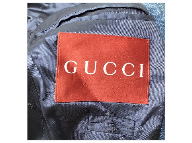 Blazer de denim cruzado Gucci en algodón azul - vista 8