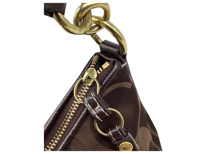Coach Demi Monogram Schultertasche aus braunem Canvas Rot - Ansicht 12
