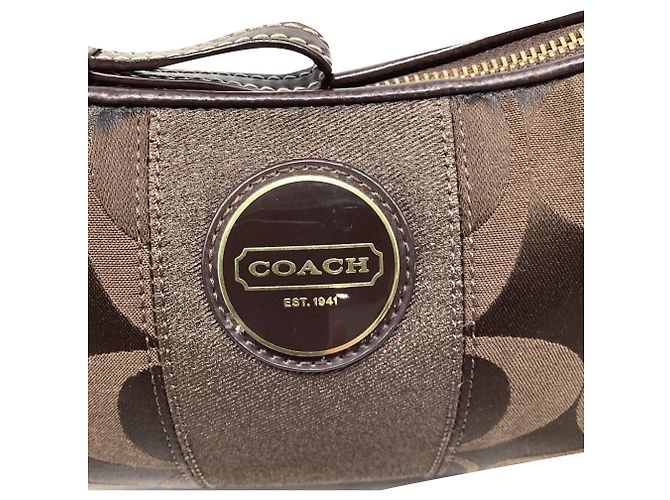 Coach Demi Monogram Schultertasche aus braunem Canvas Rot - Ansicht 14