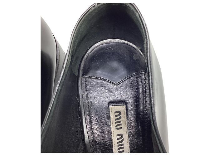 Miu Miu Oxford senza lacci con suola lug in pelle nera Nero - vista 9