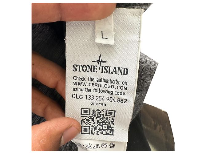 Stone Island Strickpullover mit halbem Reißverschluss aus grauer Wolle - Ansicht 11