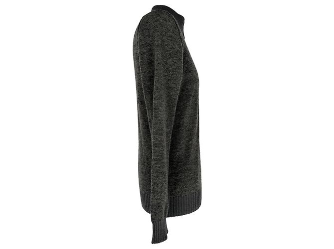 Stone Island Strickpullover mit halbem Reißverschluss aus grauer Wolle - Ansicht 2