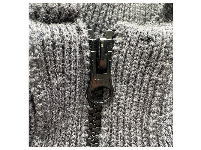 Stone Island Strickpullover mit halbem Reißverschluss aus grauer Wolle - Ansicht 4
