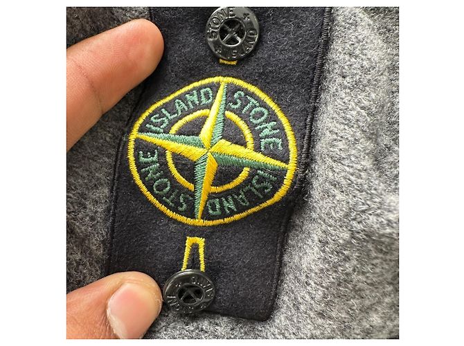 Stone Island Strickpullover mit halbem Reißverschluss aus grauer Wolle - Ansicht 8