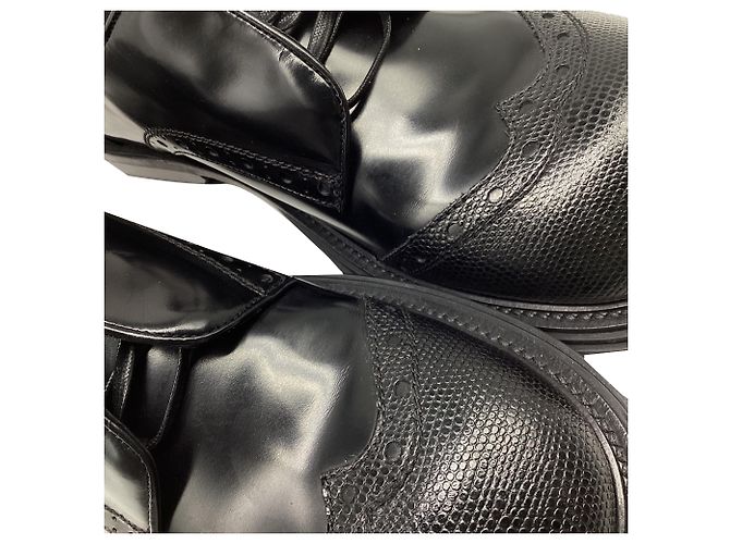 Salvatore Ferragamo Ferragamo Festo Wing-Tip Oxfords in pelle di vitello nera Nero - vista 11