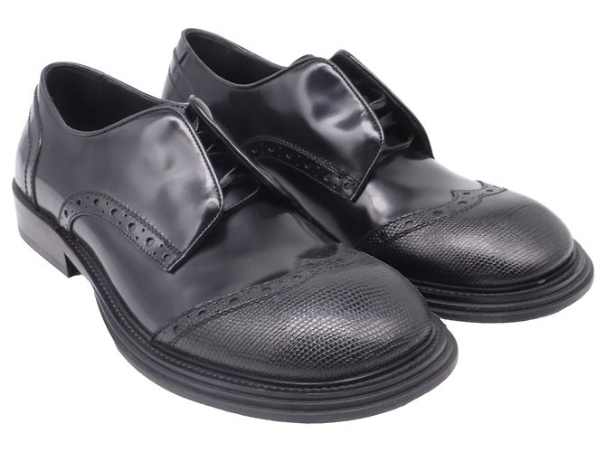 Salvatore Ferragamo Ferragamo Festo Wing-Tip Oxfords in pelle di vitello nera Nero - vista 3