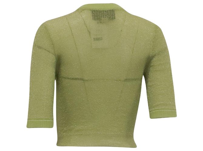 Gucci Cropped-Pullover mit Rundhalsausschnitt aus grünem Kaschmir Olivgrün - Ansicht 4