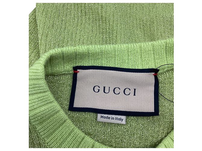 Gucci Cropped-Pullover mit Rundhalsausschnitt aus grünem Kaschmir Olivgrün - Ansicht 6